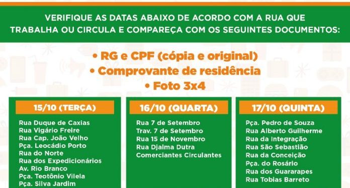 Prefeitura de Caruaru convoca comerciantes ambulantes cadastrados para sorteio das vagas do “Comércio na Praça”