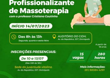 Prefeitura de Caruaru abre vagas para curso Profissionalizante de Massoterapia