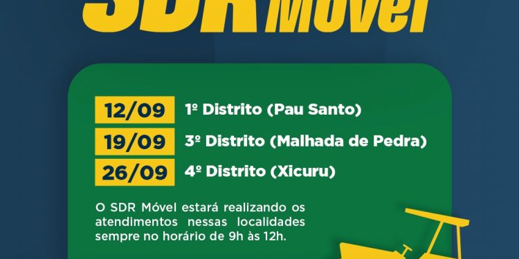 SDR Móvel estará no primeiro distrito ofertando serviços de agendamento nesta terça-feira (12)