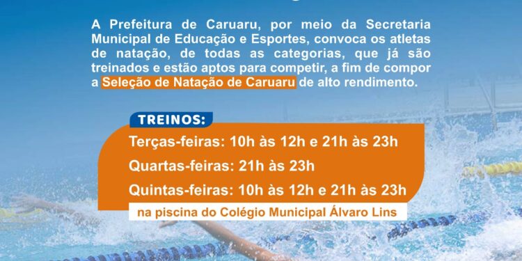 Convocatória de atletas de natação