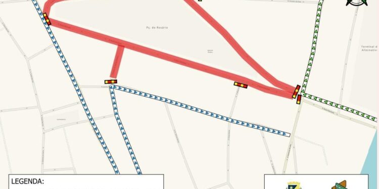 Ruas no entorno da Praça do Rosário são interditadas para obra de recapeamento nesta segunda-feira (08)