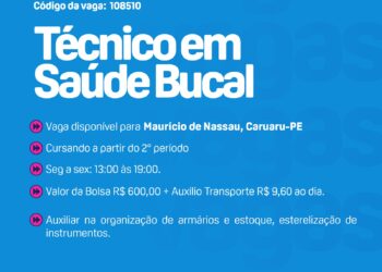 IEL-PE abre vaga para estágio de nível técnico em Saúde Bucal, em Caruaru