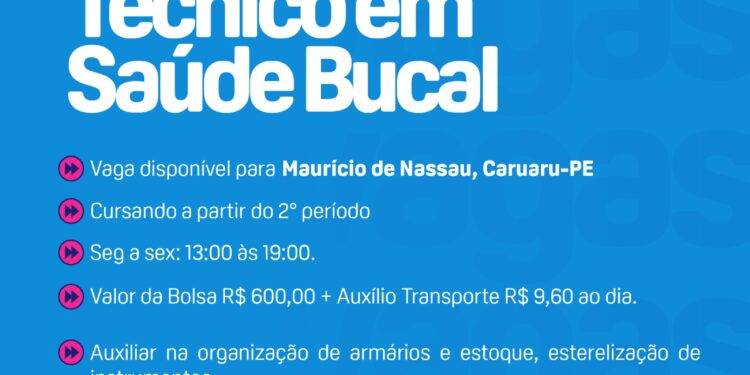 IEL-PE abre vaga para estágio de nível técnico em Saúde Bucal, em Caruaru