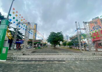 Estruturas do Pátio de Eventos Luiz Lua Gonzaga, Estação Ferroviária e Alto do Moura começam a ser montadas para o São João 2024