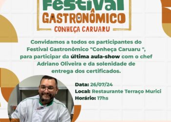 Festival Gastronômico “Conheça Caruaru” chega à reta final com última aula-show e entrega de certificados