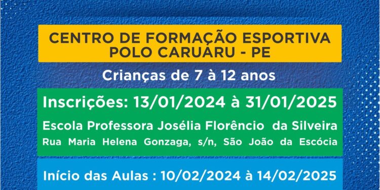 Prefeitura de Caruaru abre inscrições para o Centro de Formação Esportiva