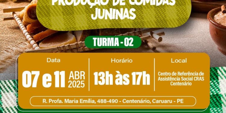 Prefeitura de Caruaru oferece oficina gratuita de comidas juninas