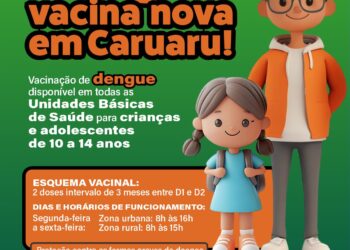 Prefeitura de Caruaru inicia vacinação contra a dengue para crianças e adolescentes de 10 a 14 anos